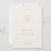 Save The Date Code QR de mariage Monogramme Coquillage Côté Mari (Devant)