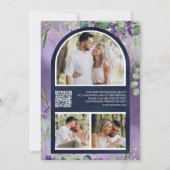 Save The Date Code QR de mariage Navy Lavande Eucalyptus Photo (Dos)
