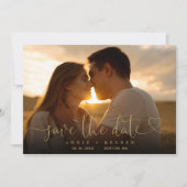 Save The Date Code QR de mariage photo avec écriture Émeraude et (Devant)