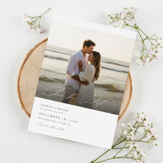 Save The Date Code QR de mariage photo de script élégant simple