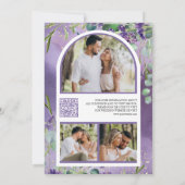 Save The Date Code QR de mariage photo Eucalyptus Lavande (Dos)