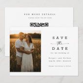 Save The Date Code QR de mariage photo moderne élégant simple (Devant / Derrière)