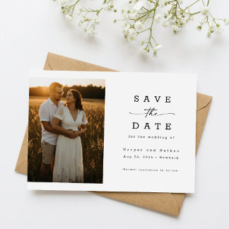 Save The Date Code QR de mariage photo moderne élégant simple