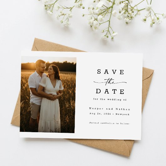 Save The Date Code QR de mariage photo moderne élégant simple