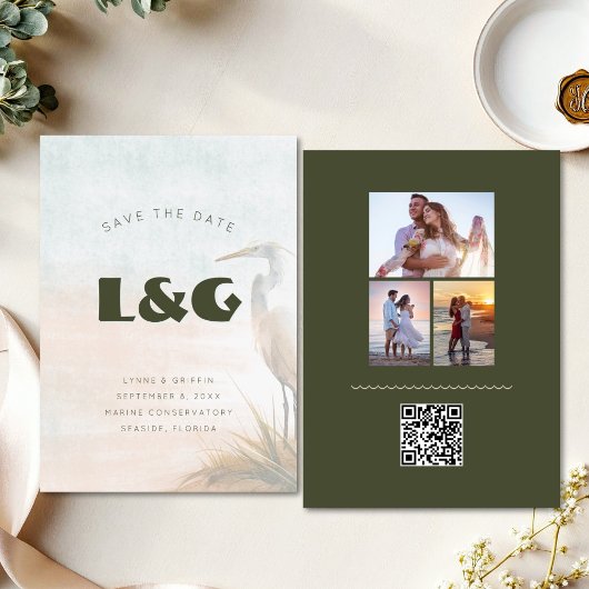 Save The Date Code QR de mise à jour de mariage à l'aigrette côt
