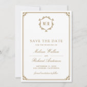 Save The Date Code QR de monogramme Photo Collage Blanc Or Maria (Devant)