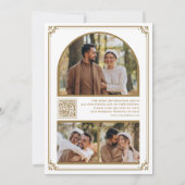 Save The Date Code QR de monogramme Photo Collage Blanc Or Maria (Dos)