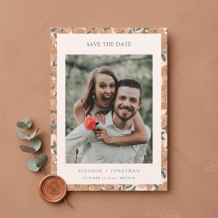 Save The Date Code QR de photo de mariage floral jaune Bohème mo