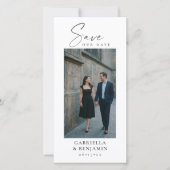 Save The Date Code QR de photo élégant Script Mariage Grand Blan (Devant)