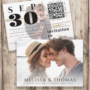 Save The Date Code QR de Photo pour Sauvegarder la Date Typograp