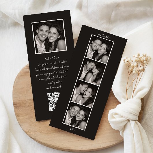 Save The Date Code QR de Photobooth de Mariage Moderne Noir
