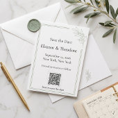 Save The Date Code QR de sauvegarde de date de luxe calme Vert S