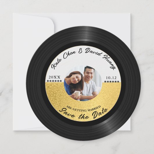 Save The Date Code QR de sauvegarde de date de photo de disque v (Devant)