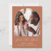 Save The Date Code QR de Script de Photographie Minimal Terracot (Devant)