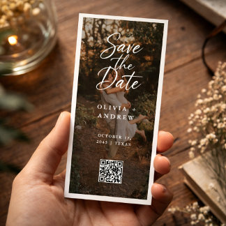 Save The Date Code QR de script moderne Photo Marque-page Enregi