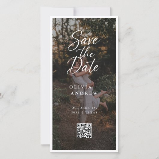 Save The Date Code QR de script moderne signet photo Enregistrer (Devant)