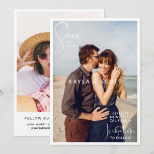 Save The Date Code QR de typographie blanche moderne pour mariag