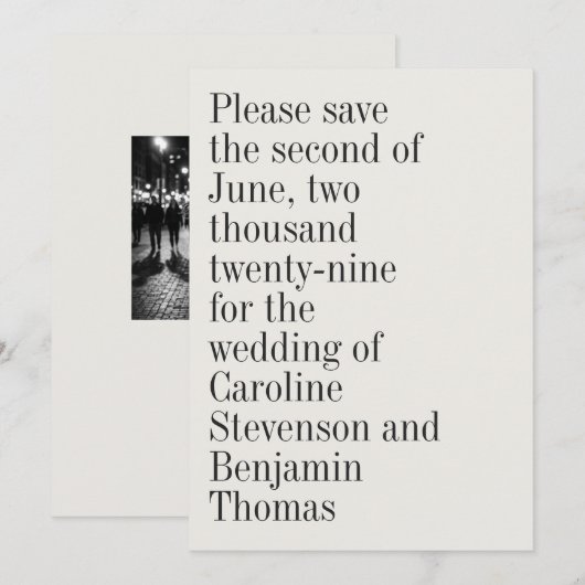 Save The Date Code QR de typographie contemporaine élégante (Devant / Derrière)