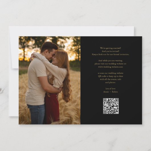 Save The Date Code QR du Mariage de photo Gold Heart Script (Dos)