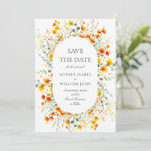 Save The Date Code QR du Mariage du Fleur sauvage de l'aquarelle (Debout devant)