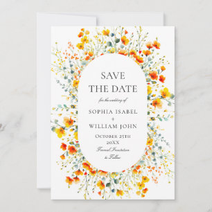 Save The Date Code QR du Mariage du Fleur sauvage de l'aquarelle