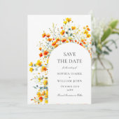 Save The Date Code QR du Mariage du Fleur sauvage de l'aquarelle (Debout devant)