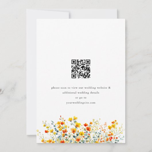 Save The Date Code QR du Mariage du Fleur sauvage de l'aquarelle (Dos)
