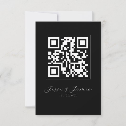 Save The Date Code QR du script photo blanc minimal Enregistrer  (Dos)
