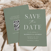 Save The Date Code QR écologique moderne Sage Green
