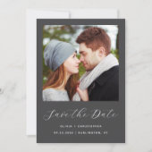 Save The Date Code QR écriture gris charbon de bois Photo (Devant)