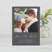 Save The Date Code QR écriture gris charbon de bois Photo (Debout devant)
