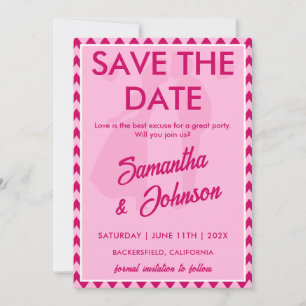 Save The Date Code QR élégant à rayures chevron rose tendre