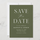 Save The Date Code QR élégant et moderne vert olive (Devant)