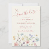 Save The Date Code QR élégant floral fleur sauvage photo mariage (Devant)