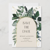 Save The Date Code QR, Élégant Mariage de feuillage botanique be (Devant)