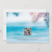 Save The Date Code QR Élégant Mariage Tropical Palmier Océan Pla (Dos)