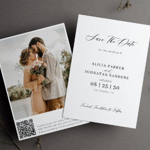Save The Date Code QR élégant minimaliste photo mariage
