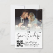 Save The Date code qr élégant mode écriture manuscrite couple ph (Devant)