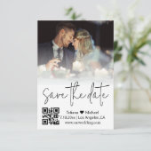 Save The Date code qr élégant mode écriture manuscrite couple ph (Debout devant)
