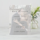 Save The Date Code QR élégant script noir blanc photo mariage (Debout devant)