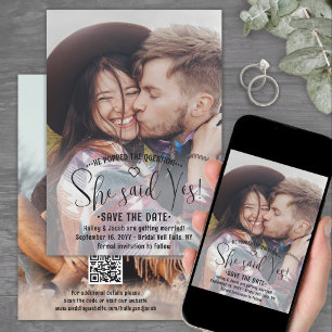 Save The Date Code QR Elle A Dit Oui ! Fiançailles mariage 2 Pho