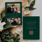 Save The Date Code QR Emerald Green Gold minimum 3 photos