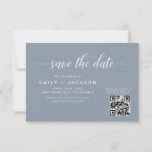 Save The Date Code QR - Enregistrer la date Dusty Blue 3 Photo (Dos)