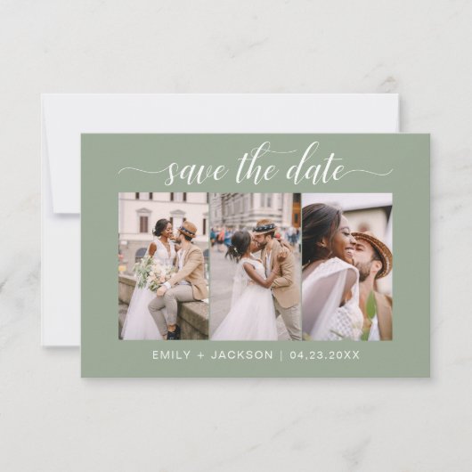 Save The Date Code QR - Enregistrer la photo Date Sage Green 3 (Devant)