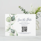 Save The Date Code QR et mariage à la verdure d'eucalyptus (Debout devant)