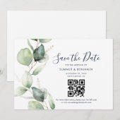 Save The Date Code QR et mariage à la verdure d'eucalyptus (Devant / Derrière)
