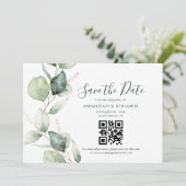 Save The Date Code QR Eucalyptus Mariage Botanique (Debout devant)