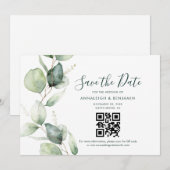Save The Date Code QR Eucalyptus Mariage Botanique (Devant / Derrière)