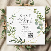 Save The Date Code QR Eucalyptus Script Heart Enregistrer la Dat