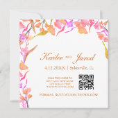 Save The Date Code QR Fleur sauvage simple rose et orange (Devant)